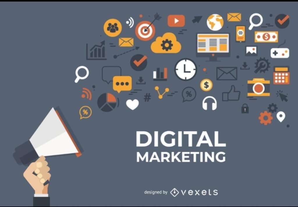 What Is Digital Marketing icons and Online advertisement.
